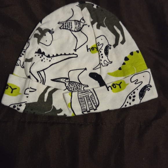 Other - Dinosaur Print Kids Beanie - White and Green